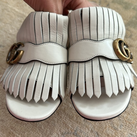 Gucci Mystic White Marmont Fringe Leather Mules size 39 - Picture 2 of 14